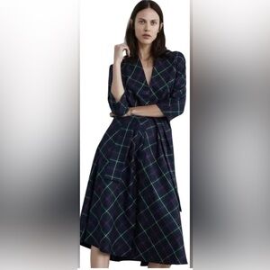 Zara Tartan Plaid Midi Dress